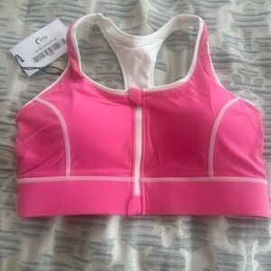 ZYIA Pink and White MVP Zippered Bra
